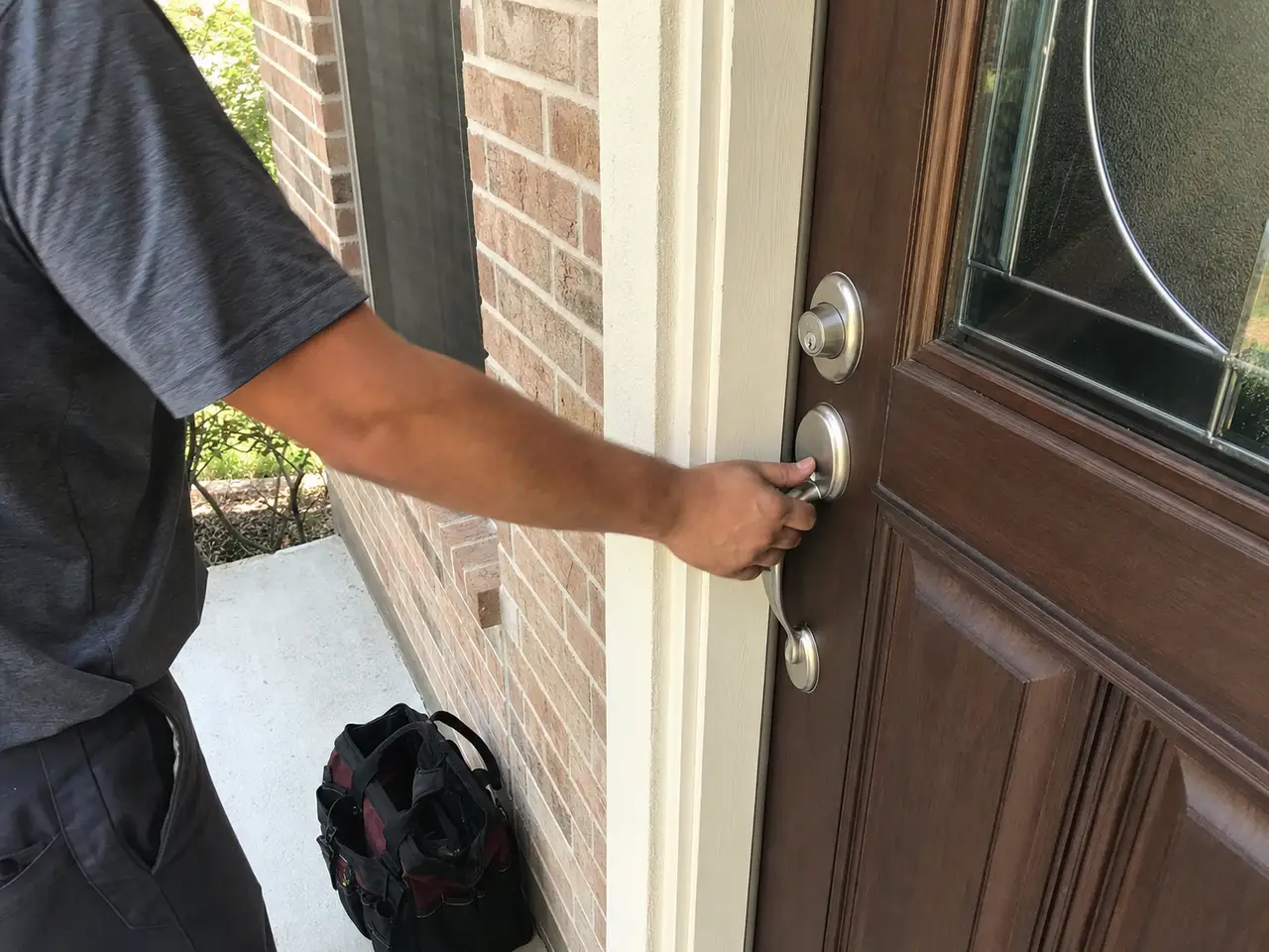 Residential deadbolt service at a Cypress, Texas home